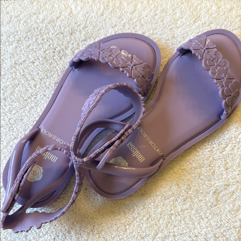 Melissa Purple Sandals with Ankle Straps and Cutout Detailing